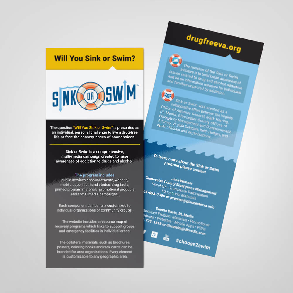 Download Sink Or Swim Informational Rack Card Drug Free Va